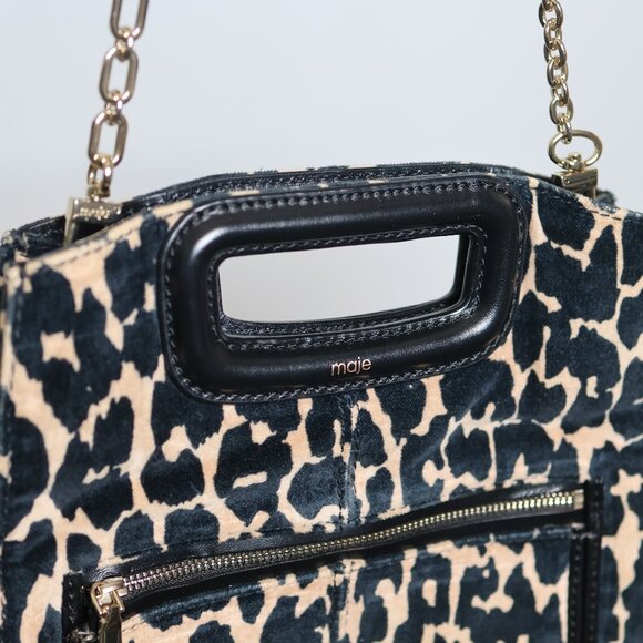 RARE 🔥- Maje Small Leopard Print Handbag Gold Chain Strap - Picture 7 of 9